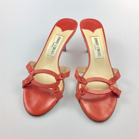 coral kitten heel sandals